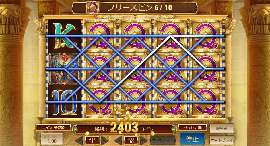 Book of Deadのフリースピン時のボーナス当たり